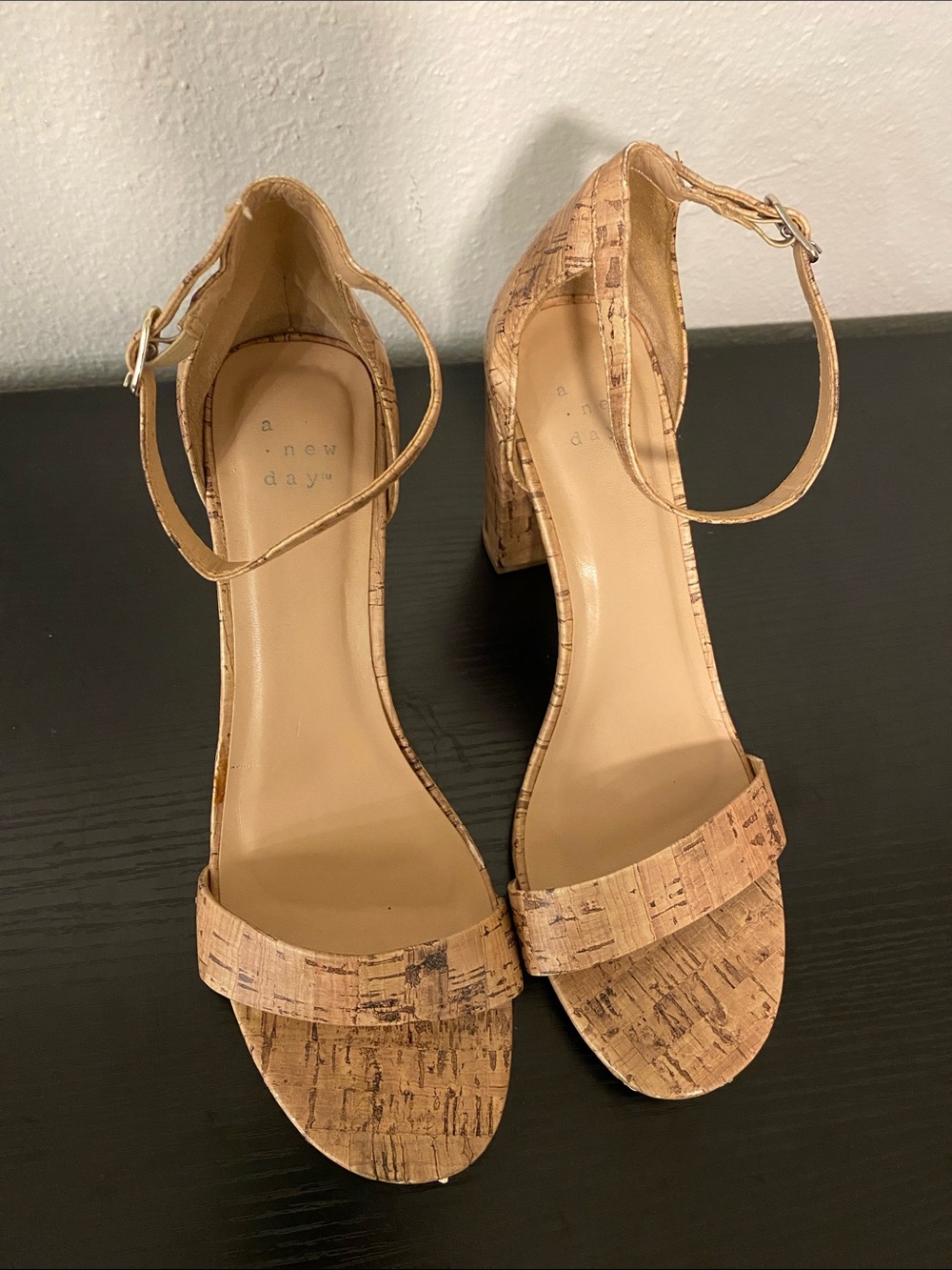 Cork Block Heel Sandals in Natural Cork